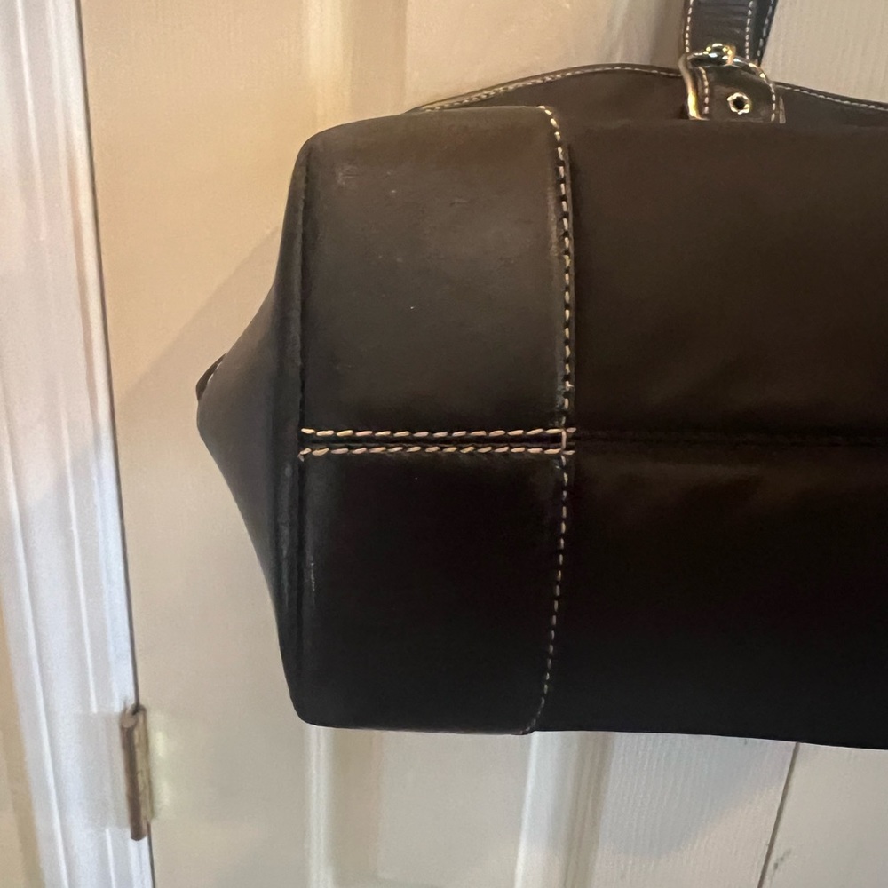 Coach Nylon Black Tote Leather Trim Shoulder Logo Purse Work Travel - Picture 9 of 16